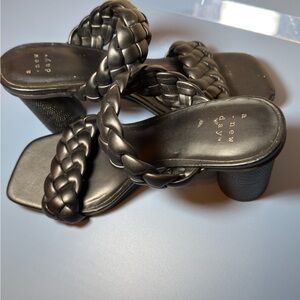 A New Day Black Braided Heeled Sandals